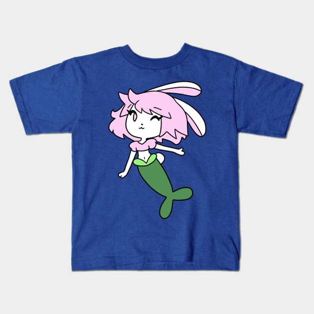 Pretty Mermaid Bunny Girl Kids T-Shirt by saradaboru